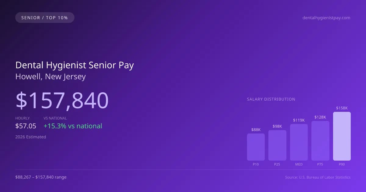 Dental Hygienist Senior Salary in Howell, NJ — 2026 est., based on 2025 BLS