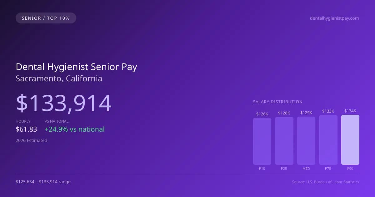 Dental Hygienist Senior Salary in Sacramento, CA — 2026 est., based on 2025 BLS