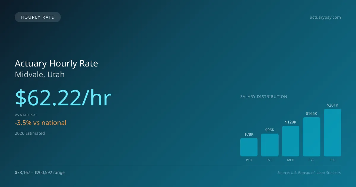 Actuary Hourly Rate in Midvale, UT — 2026 est., based on 2025 BLS