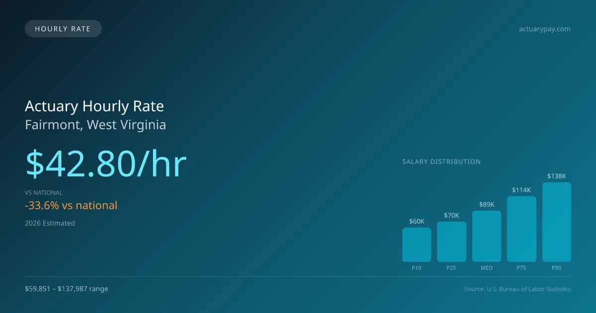 Actuary Hourly Rate in Fairmont, WV — 2026 est., based on 2025 BLS